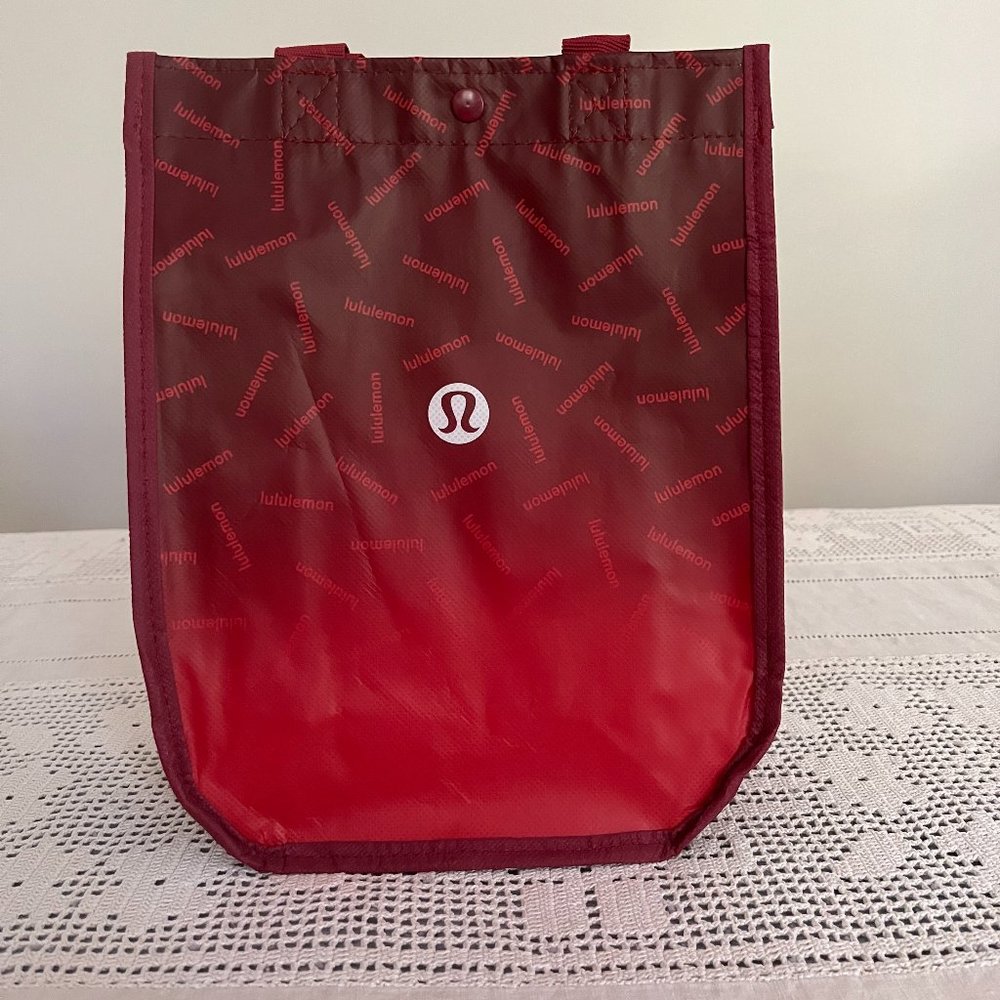 Lululemon red ombre logo holiday small reusable tote bag rare